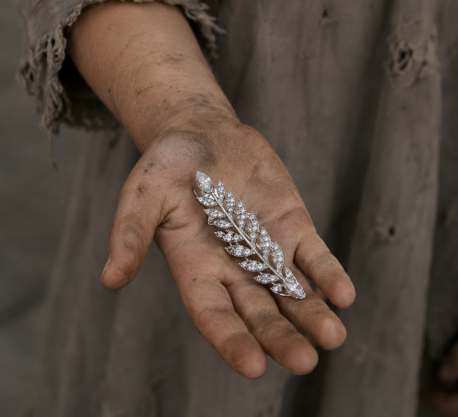 The scratched twin of the clip lying in a dirty hand